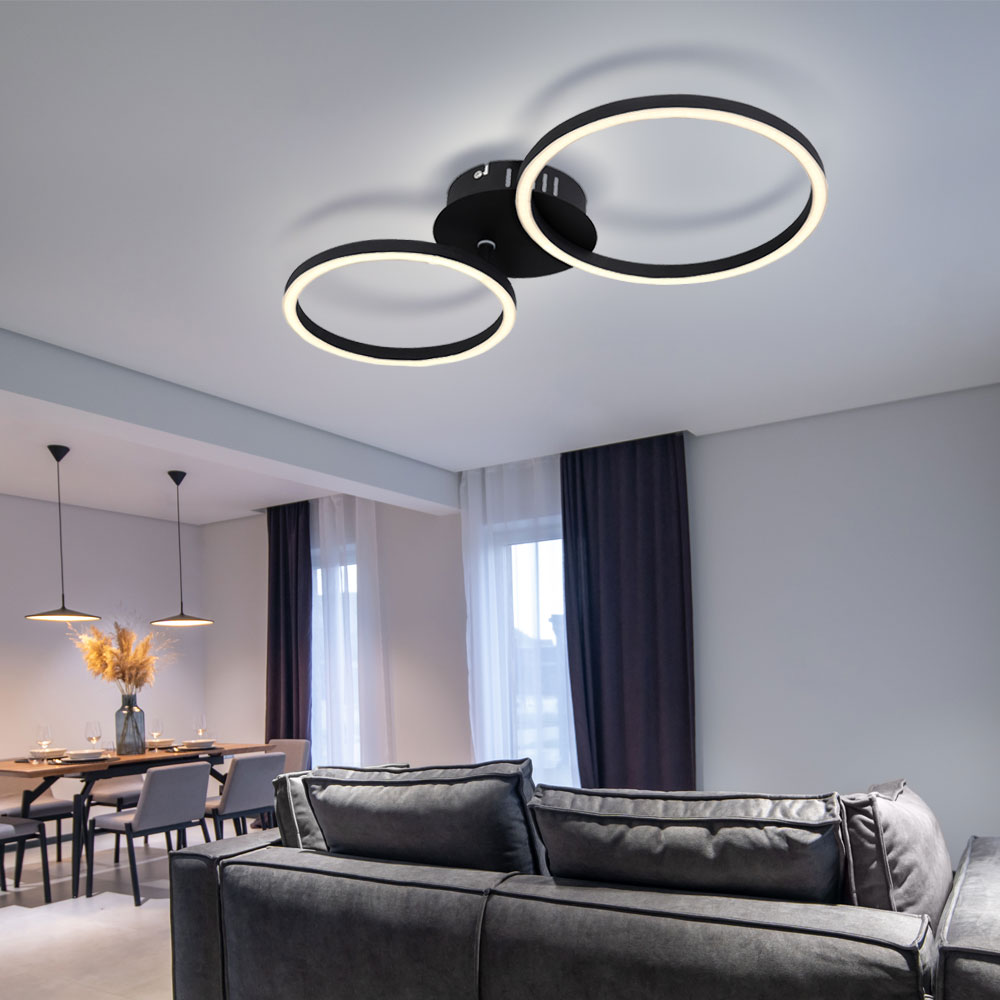 LED Tischleuchte schwarz ring minimalistisch Schnurschalter Beistellampe