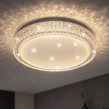 LED Deckenleuchte, Kristalle, Sternenhimmel, CCT, D 30 cm