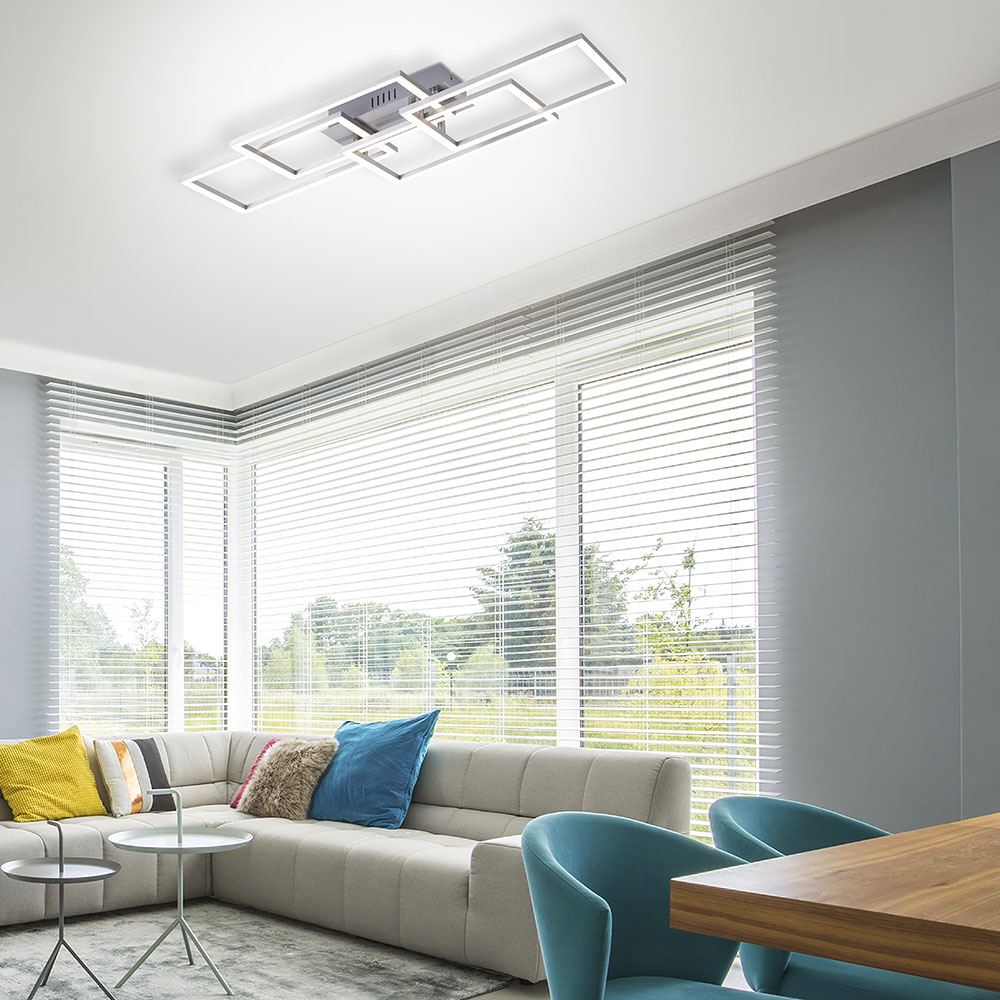 LED Deckenleuchte mit silberfarbenem Rahmen - 37,5cm
