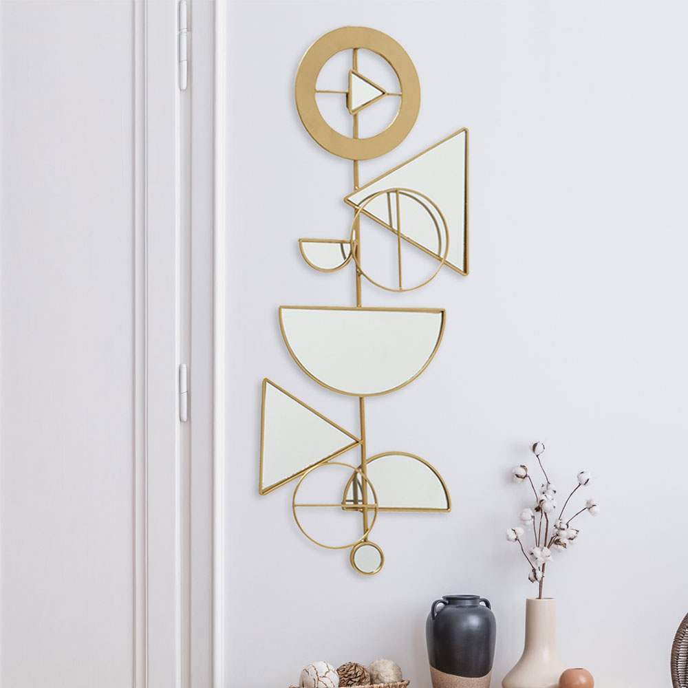 Wanddekoration, Wohnzimmer, Retro Spiegel, gold, H 91 cm