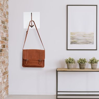 Wall coat rack white, arrow hooks red gold, H 17 cm