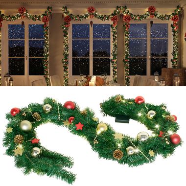 LED Weihnachtsgirlande, Zapfen, Kugeln, Sterne, L 180 cm