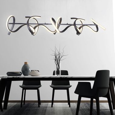 Lampa wisząca LED, czarna, ściemniacz, zakrzywiona, L 99 cm