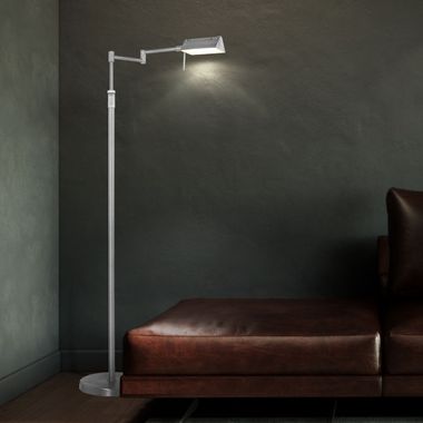 Lampa podłogowa LED, stal, ściemniana, regulowana, wys. 146 cm