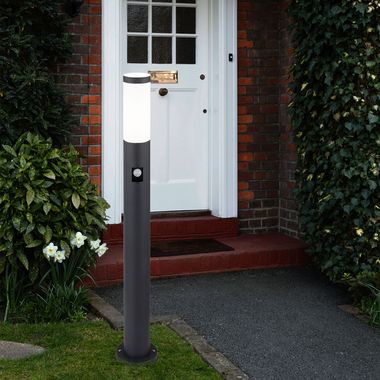 Floor lamp, stainless steel anthracite, motion detector, H 80 cm