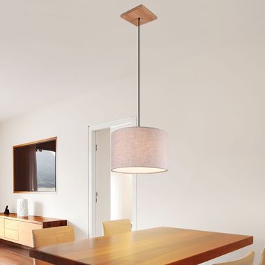 Lampe à suspension, tissu, bois, blanc, H 150 cm