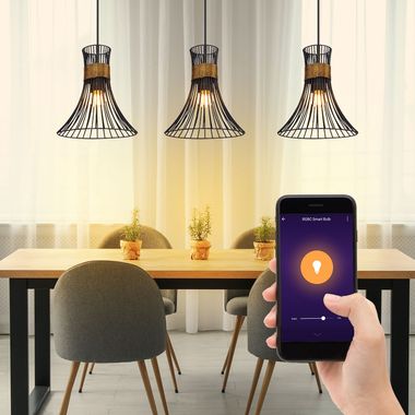 Lampada a sospensione LED RGB, aste, nero-oro, H 120 cm