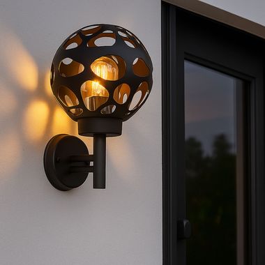 Applique murale HILARIO, acier inoxydable, aluminium, anthracite, ronde, IP44, E27