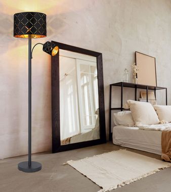 Lampadaire, liseuse flexo, or noir, H 162 cm