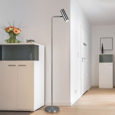 Stehleuchte, nickel matt, Spot beweglich H 151 cm