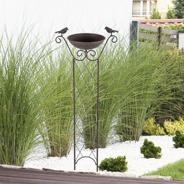 Mangeoire pour oiseaux, support pour plantes grimpantes, brun antique, piquet de terre, H env. 82 cm