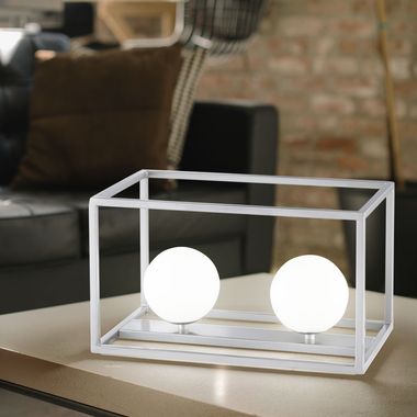 Lampe à poser, cage, argent, boules, H 20 cm