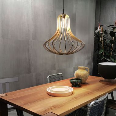 Suspension, bois, naturel, noir, lamelles, H 110cm