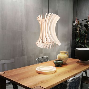 Lampe en bois, style latte, bois, naturel, noir, E27