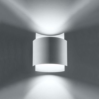 Wandlamp, staal, wit, up &amp; down verlichting, H 23 cm