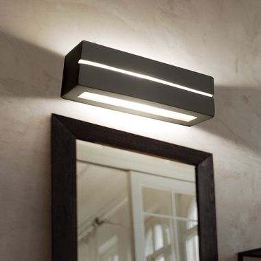 Wall light, UP &amp; Down ceramic, white, L 32 cm