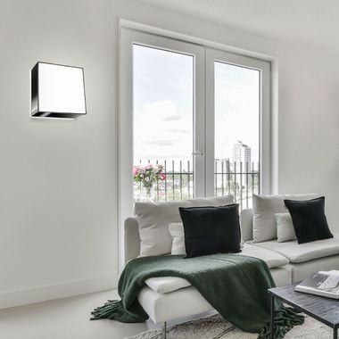 Lampada da parete, nera, acciaio PVC, quadrata, L 25 cm