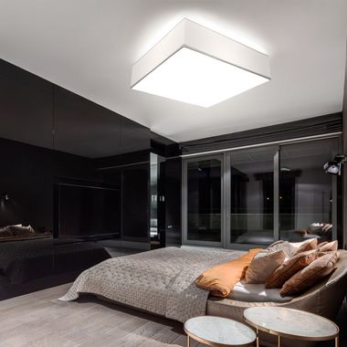 Lampada da soffitto, PVC, acciaio, bianca, quadrata, L 35 cm