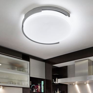 LED ceiling light, gray white, metal, plastic, 37 cm