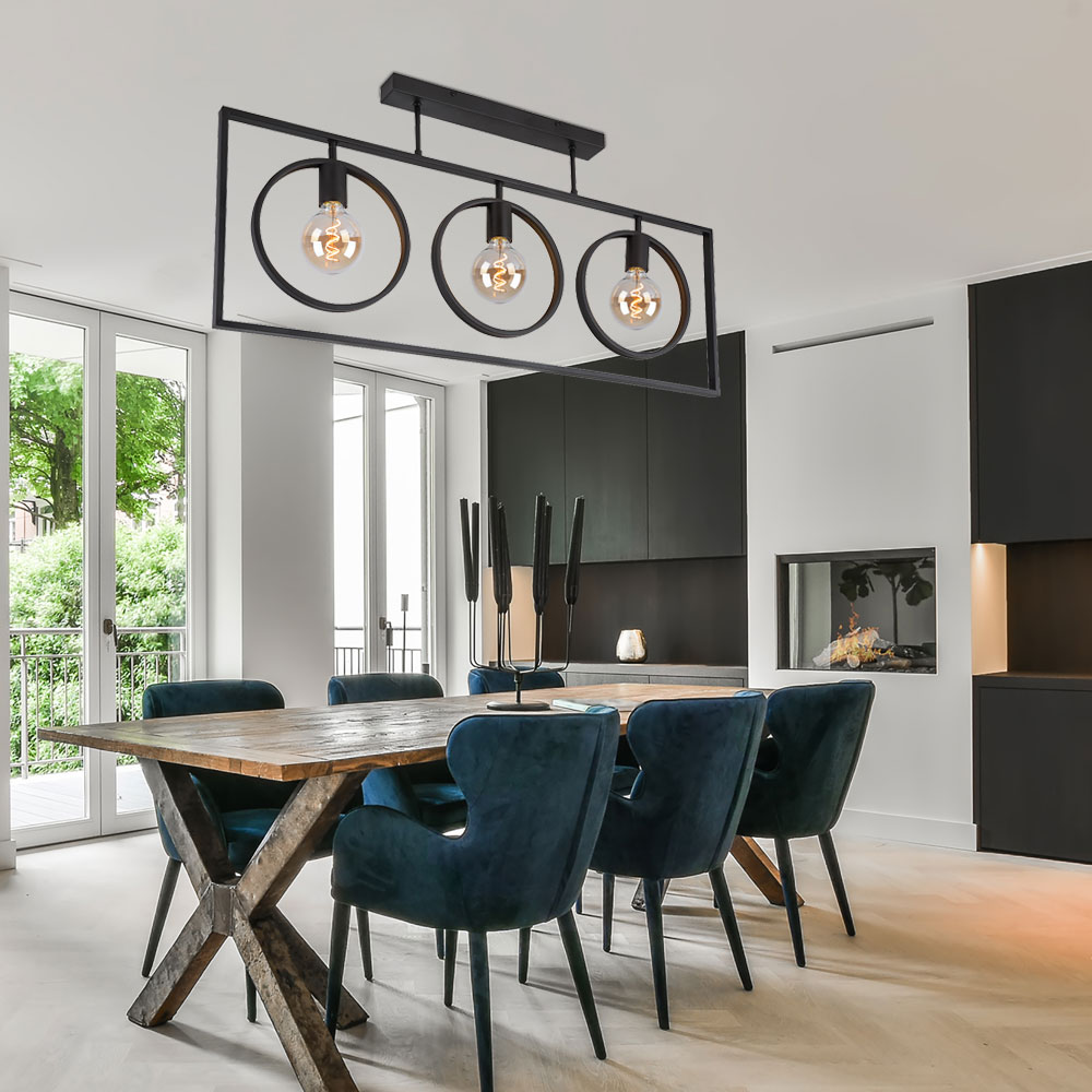 Deckenleuchte, schwarz, Metall-Gestell, L 92 cm