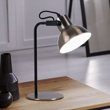 Lampe à poser, spot orientable, laiton noir, H 33,5 cm