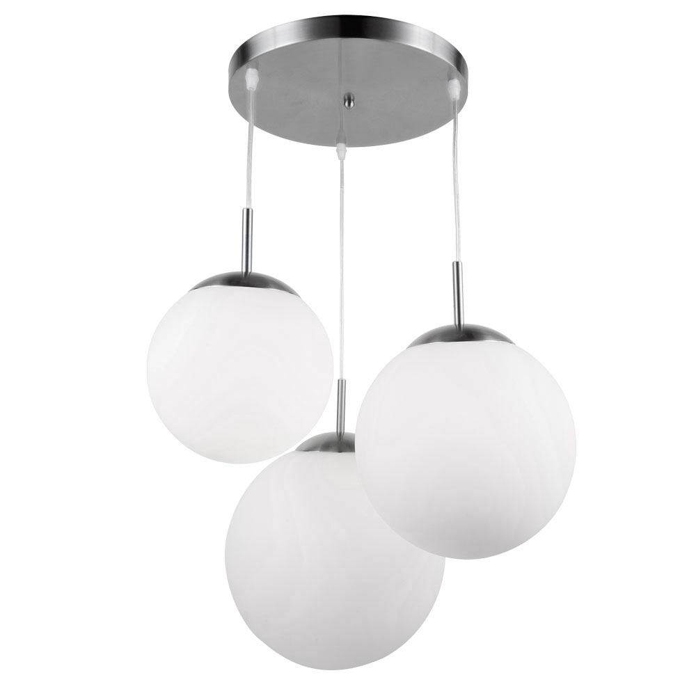 LED Hängeleuchte, 3 Flammig, Kugel, Glas satiniert, D 51,5cm