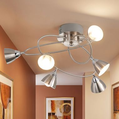 LED Deckenleuchte, Metall, silber, geschwungen, H 28 cm