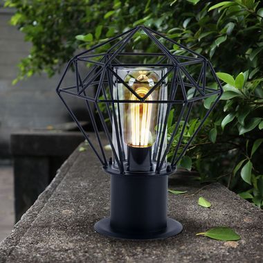 Lampe sur pied, abat-jour résille noire, H 31,5 cm