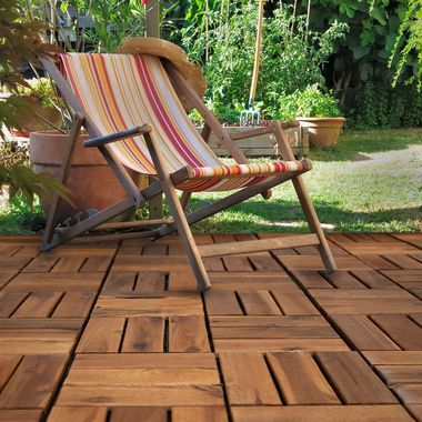 Lot de 10 carreaux en bois, acacia naturel, Lxl 30x30 cm