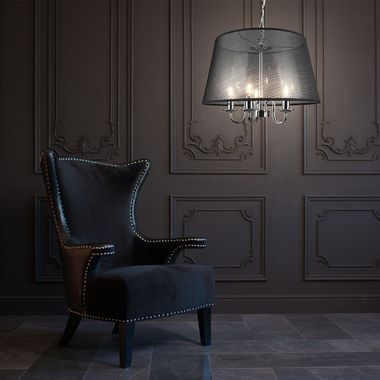 Lampe à suspension, réglable en hauteur une seule fois, métal, chrome, H 150 cm