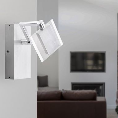 Applique LED, spot mobile, verre, interrupteur, L 16 cm