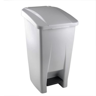 Cestino per rifiuti, rotelle, pedale, maniglia di trasporto, H 70cm HACCP bianco