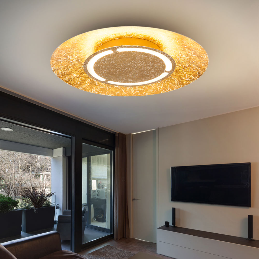LED Deckenleuchte, gold, weiß patiniert, 50 cm, TABEA
