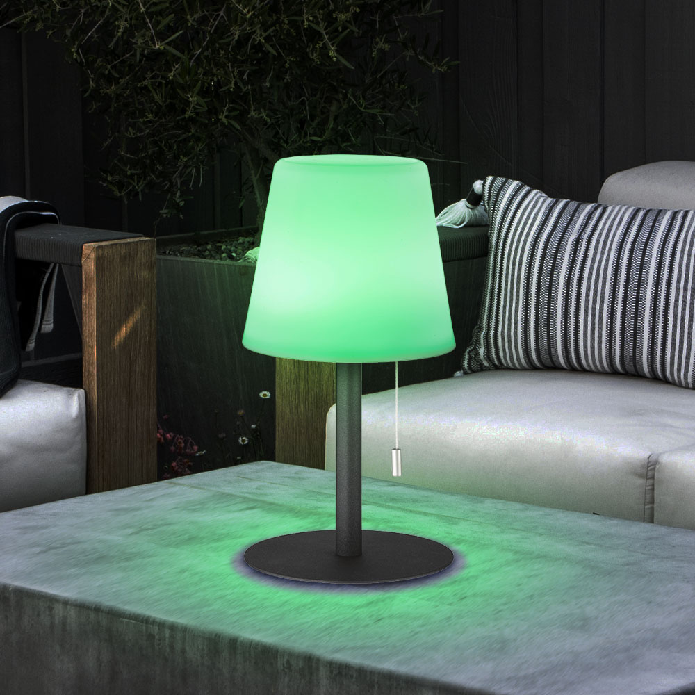 RGB LED Tischleuchte, Außen, Farbwechsel, Akku, weiß, H 29 cm