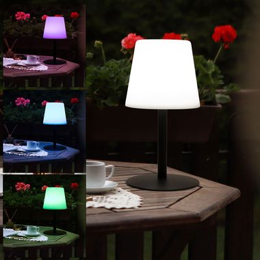 RGB LED tafellamp, buiten, kleurverandering, oplaadbare batterij, wit, H 29 cm