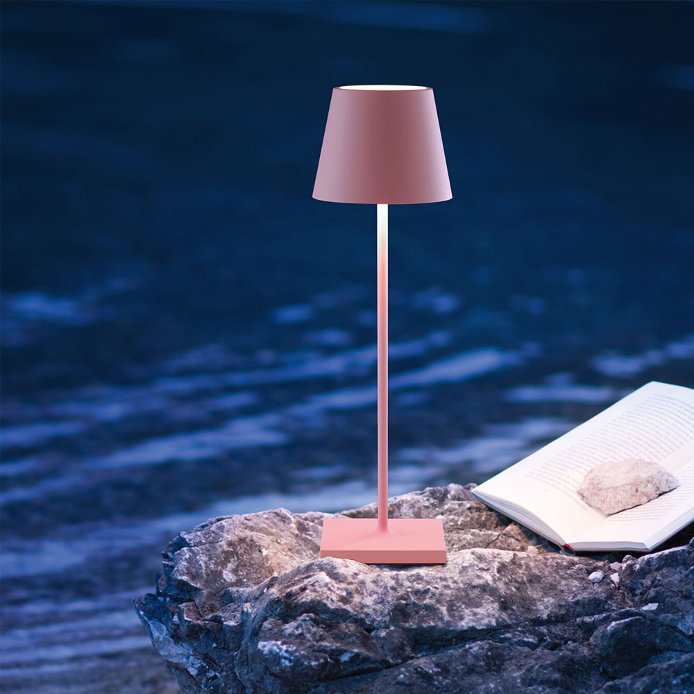 LED Tischleuchte rosa, Touchdimmer, Akku, H 38 cm