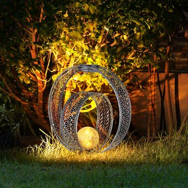 LED solarlamp, grondspies, bol, craqueléglas, H 42 cm