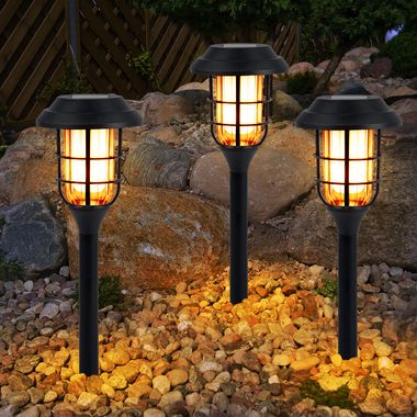 Set di 3 luci solari a LED, picchetto, nero, H 43 cm