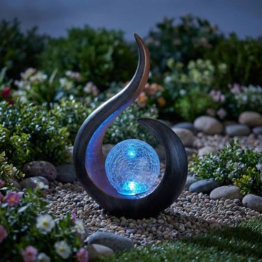 Lampada solare a LED RGB, cambio colore, oro nero, H 33,5 cm
