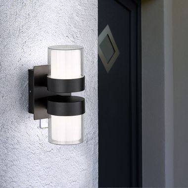 LED Wandleuchte, schwarz, auf- abwärts leuchtend, H 24 cm