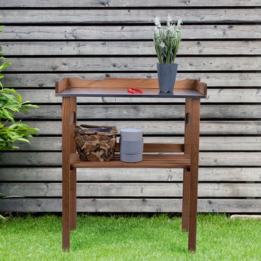 Pflanztisch, Holz, Metall-Arbeitsplatte, Haken, L 78 cm