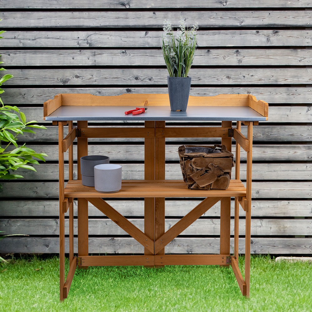 Pflanztisch, klappbar, Kiefernholz, braun, H 94cm