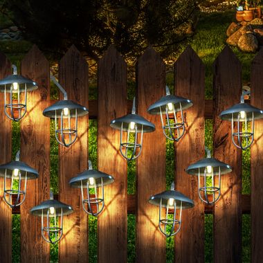 Luce solare LED, lucine, 10 lanterne, picchetto, L 200 cm