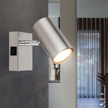 Wandlamp, spot, verchroomd, nikkel, B 12cm