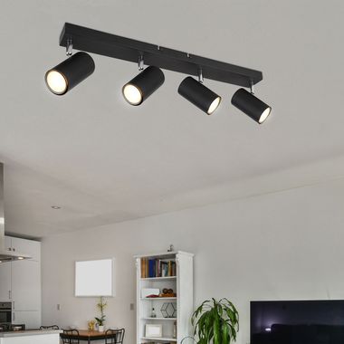 Plafonnier, noir, spots mobiles, L 56 cm