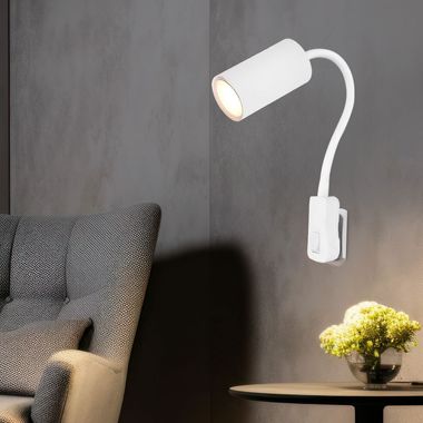 Lampada da parete, presa elettrica, flexospot, metallo, bianco, H 43 cm