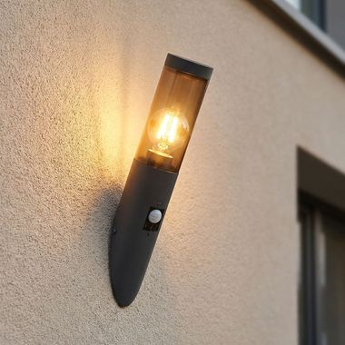 Lampa ścienna w kształcie pochodni, antracytowy dym, wys. 41 cm