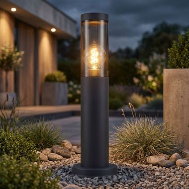 Sockelleuchte, Edelstahl, grau, rauch, H 45 cm