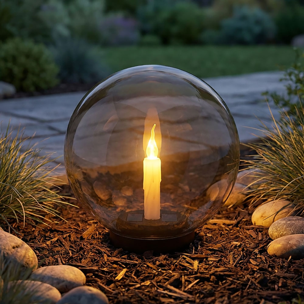 LED Solarleuchte, Flackernde Kerze, Erdspieß, rauch, D 25 cm