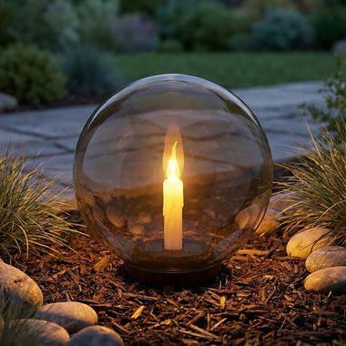 LED Solarleuchte, Flackernde Kerze, Erdspieß, rauch, D 25 cm